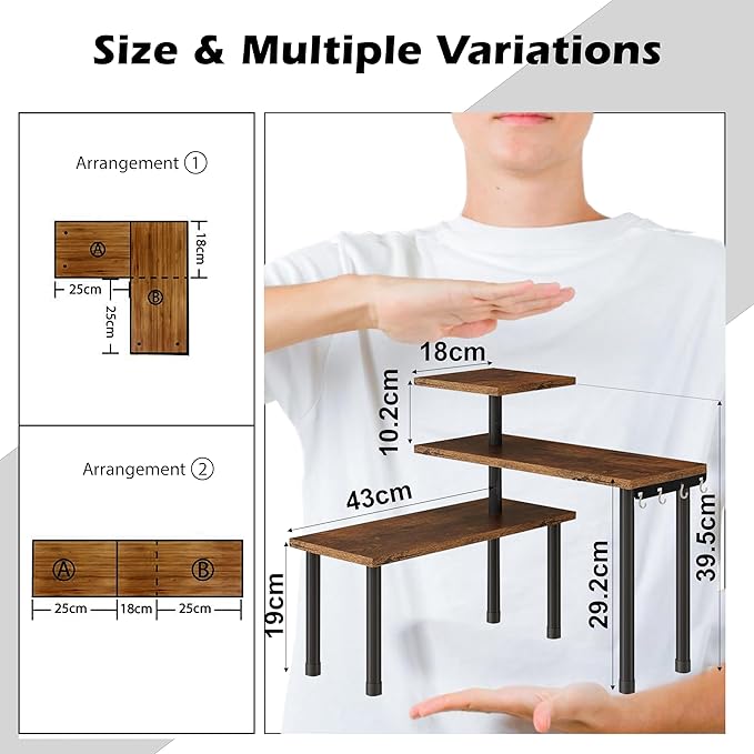 Multi-Purpose 3-Tier Wooden Organizer – Corner Shelf for Kitchen, Bathroom, Makeup & Office