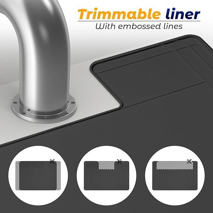 Under Sink Mat – Silicone Waterproof Protector for Cabinets & Kitchen Storage