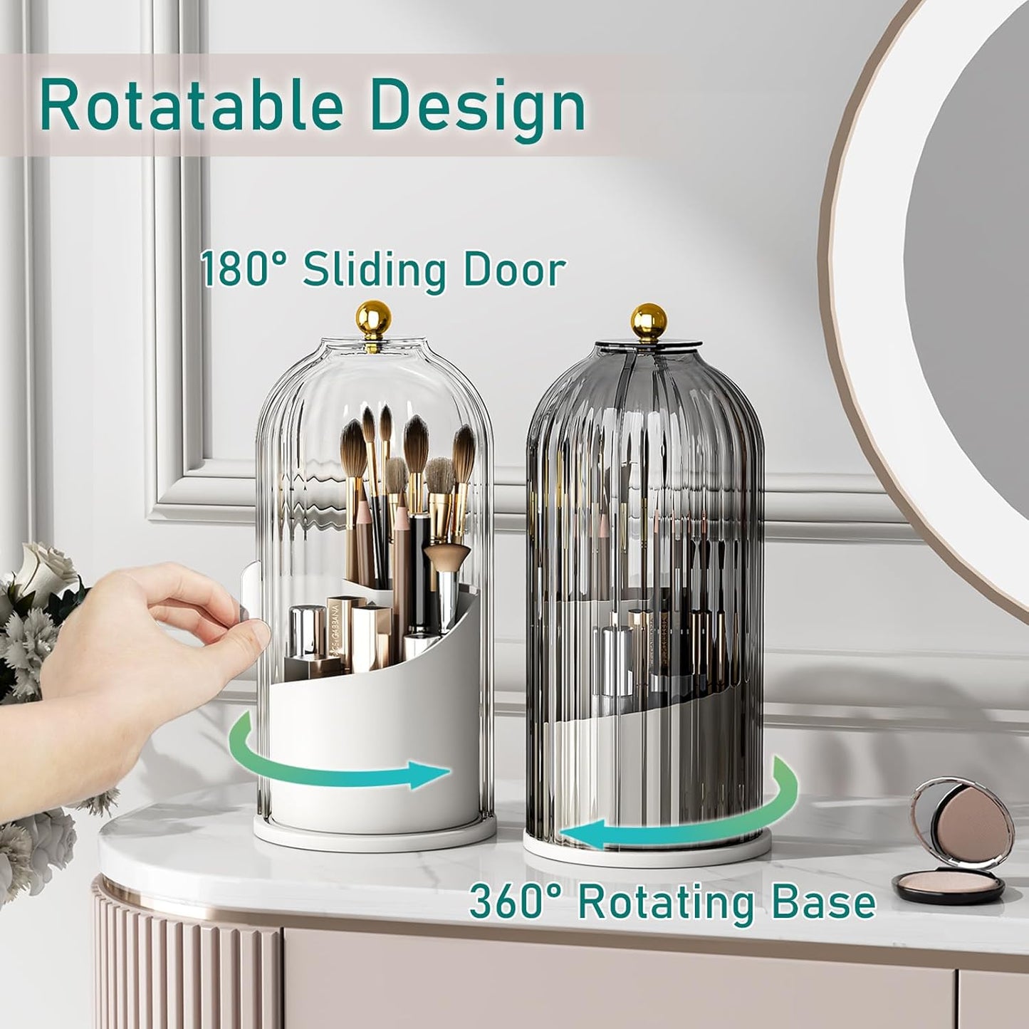 360 Rotating Toothbrush/Makeup Brush Holder