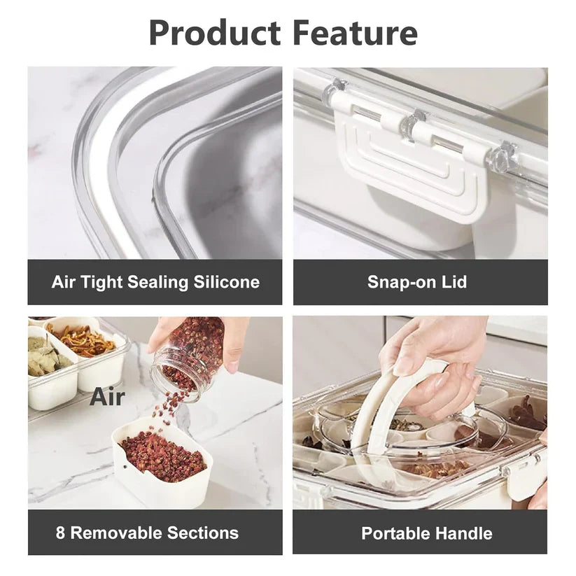 Multi-Section Transparent Snack Container with Lid