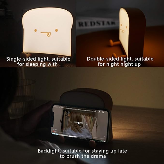 Cute Night Light Toast Bread LED Night lamp with Rechargeable