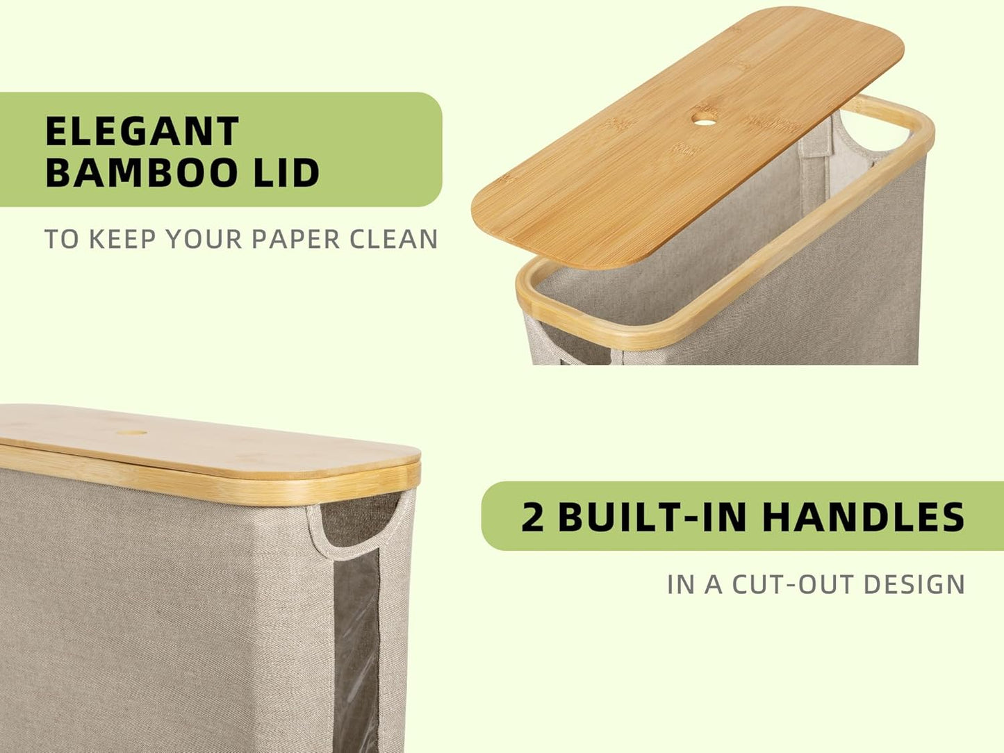 Premium Toilet Paper Storage Organizer with Bamboo Lid