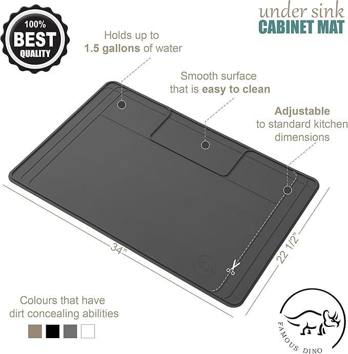Under Sink Mat – Silicone Waterproof Protector for Cabinets & Kitchen Storage