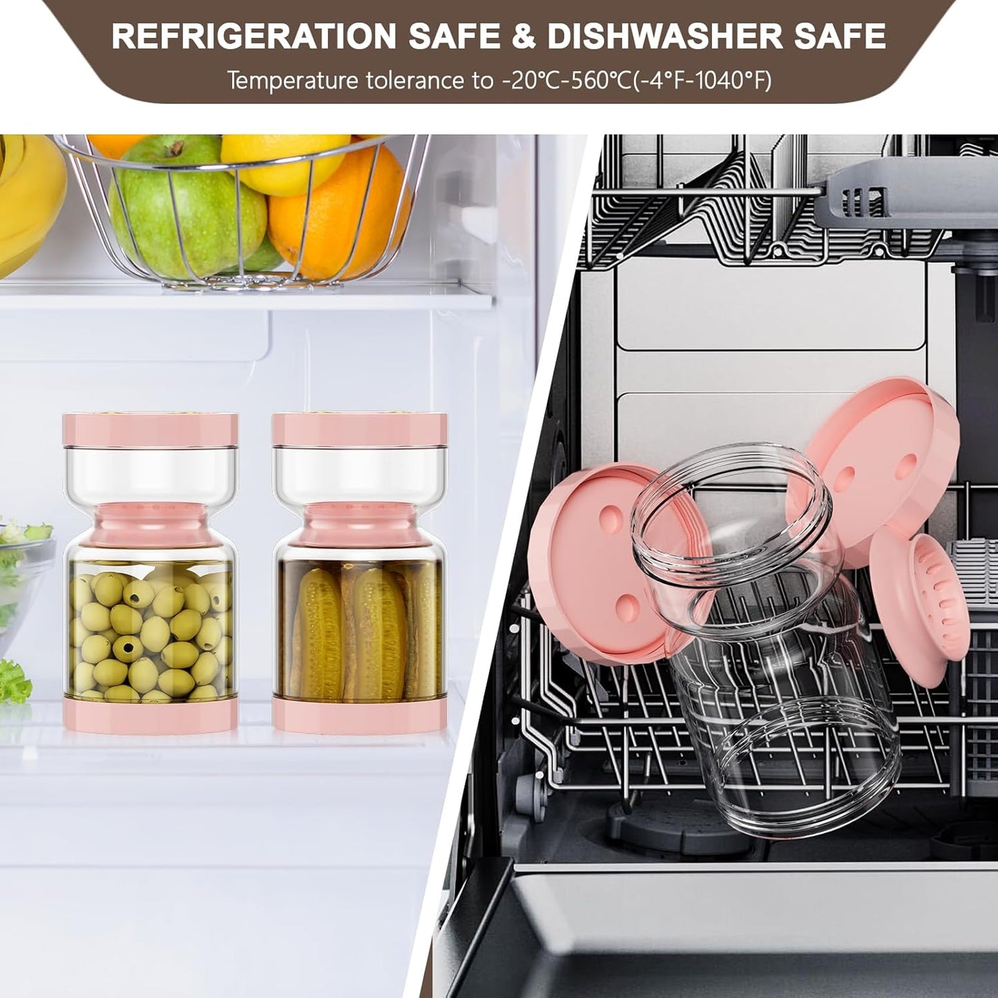 Airtight Pickle Jar with Strainer Flip