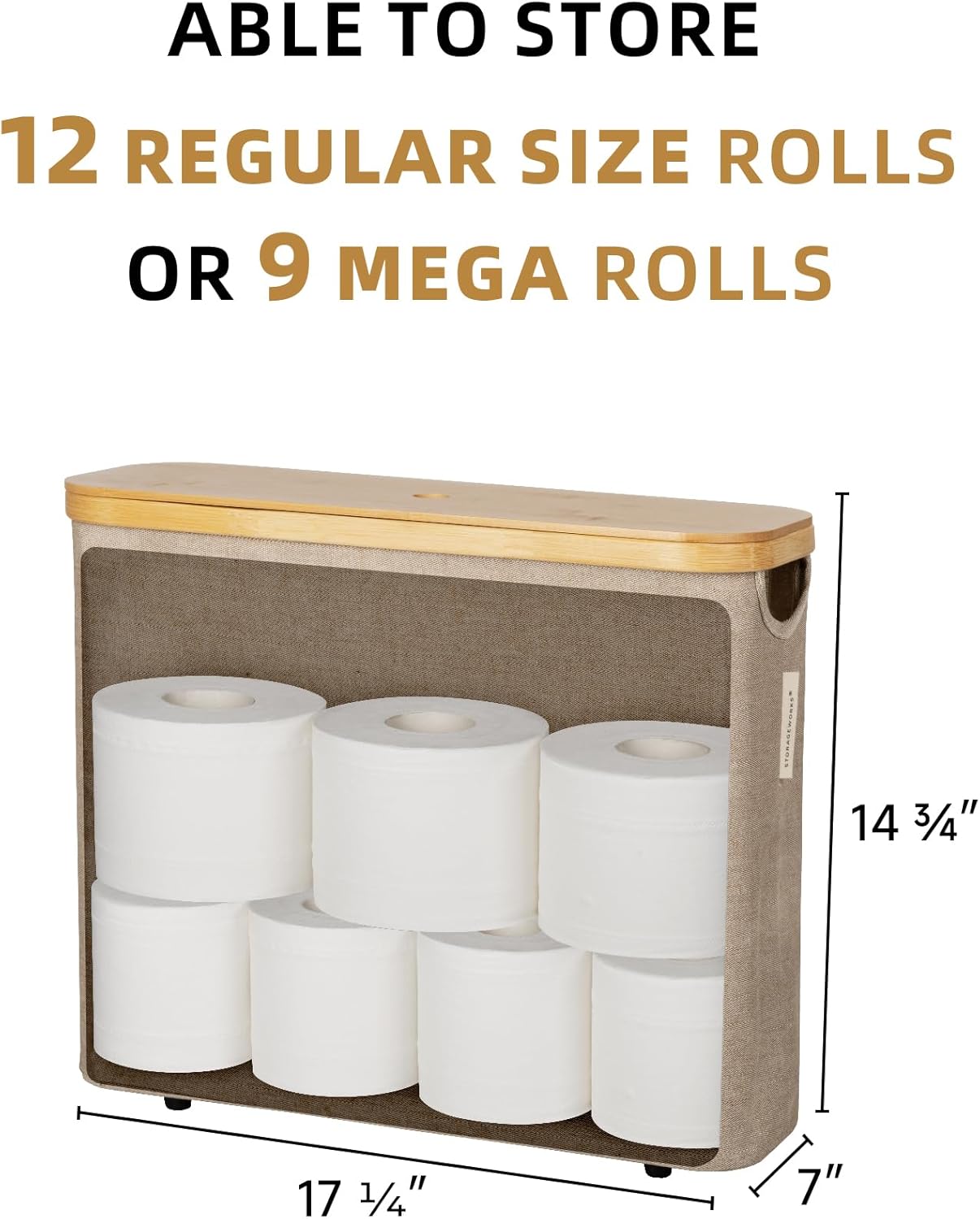 Premium Toilet Paper Storage Organizer with Bamboo Lid