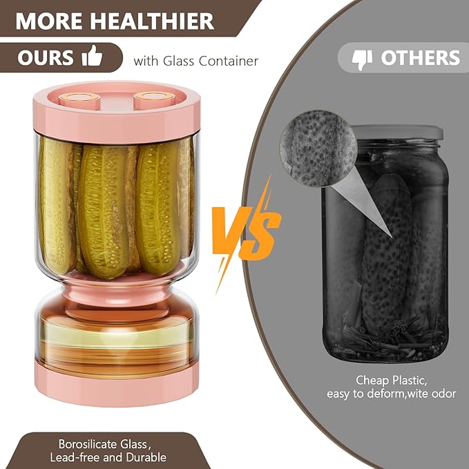 Airtight Pickle Jar with Strainer Flip