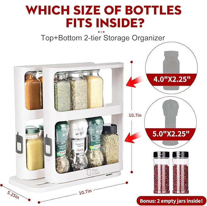 Adjustable Pull-Out Spice Organizer Rack for Kitchen Cabinet