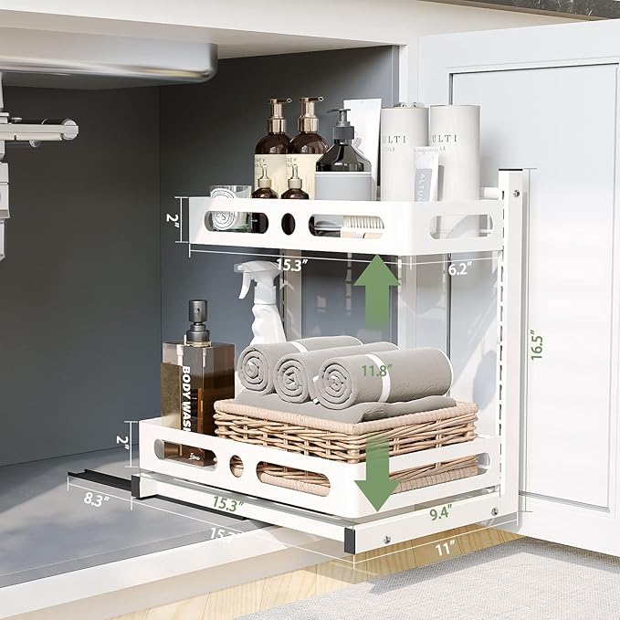Under Sink Organizer & Storage Rack – Multi-Purpose Shelf for Kitchen and Bathroom