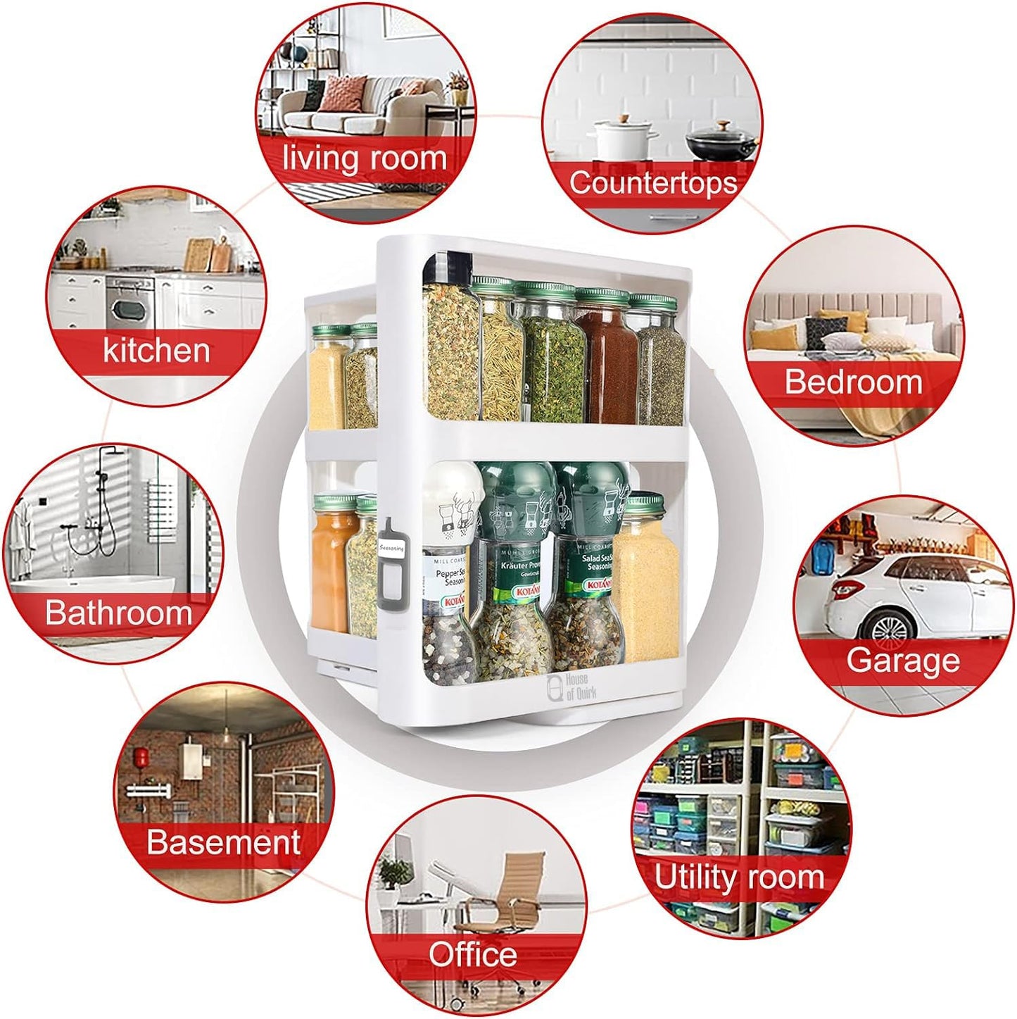 Adjustable Pull-Out Spice Organizer Rack for Kitchen Cabinet