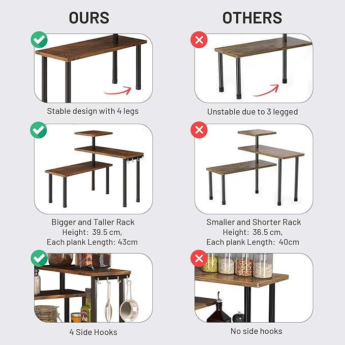 Multi-Purpose 3-Tier Wooden Organizer – Corner Shelf for Kitchen, Bathroom, Makeup & Office