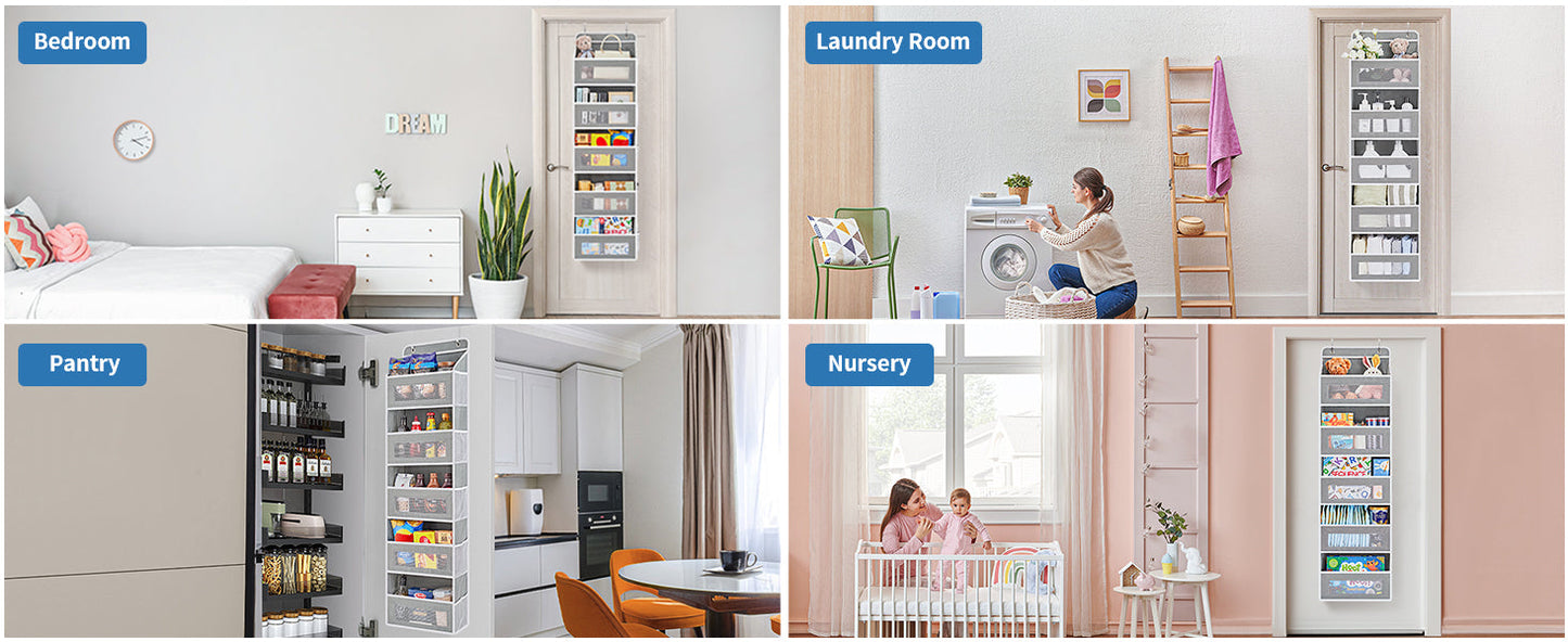 Multipurpose Over-the-Door Hanging Organizer- 5-Tier Foldable Storage Rack