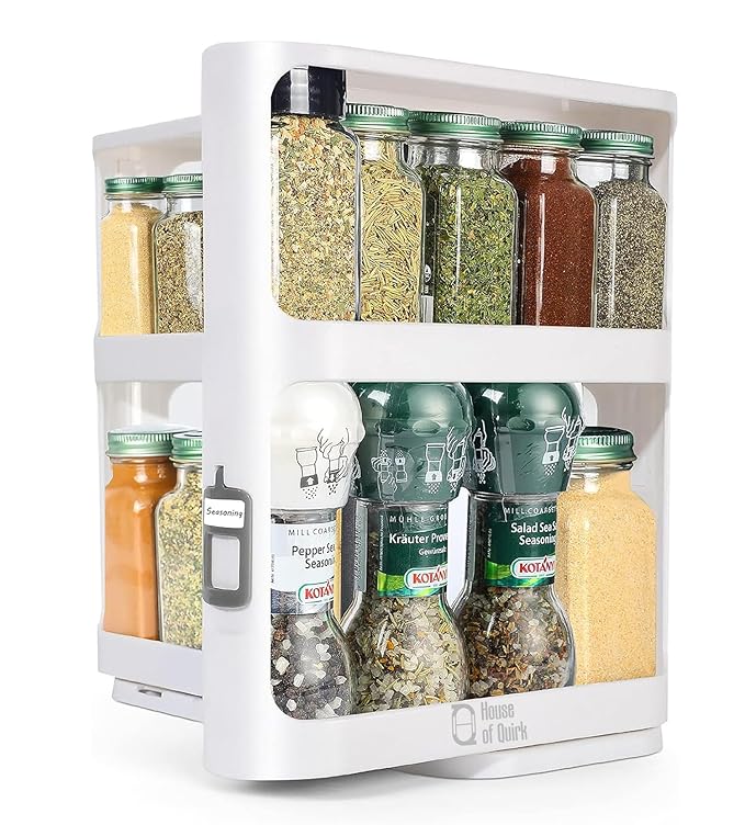 Adjustable Pull-Out Spice Organizer Rack for Kitchen Cabinet