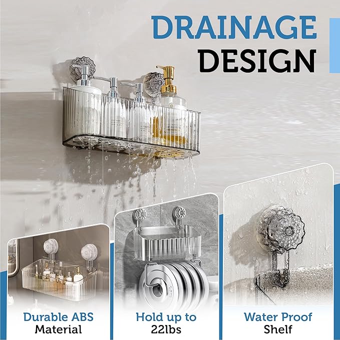 Multi-Purpose Transparent Suction Cup Storage Shelf