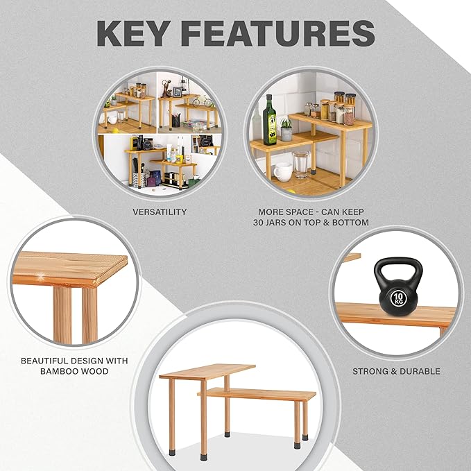 Premium Bamboo Multi Purpose Counter Top Organizer