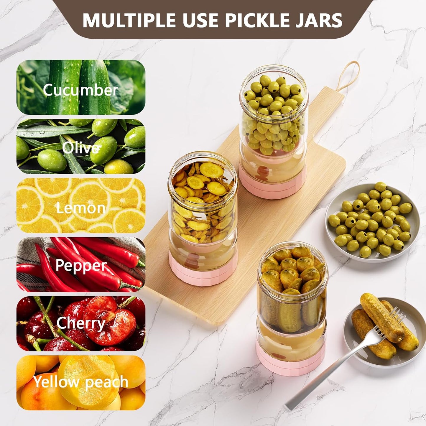 Airtight Pickle Jar with Strainer Flip